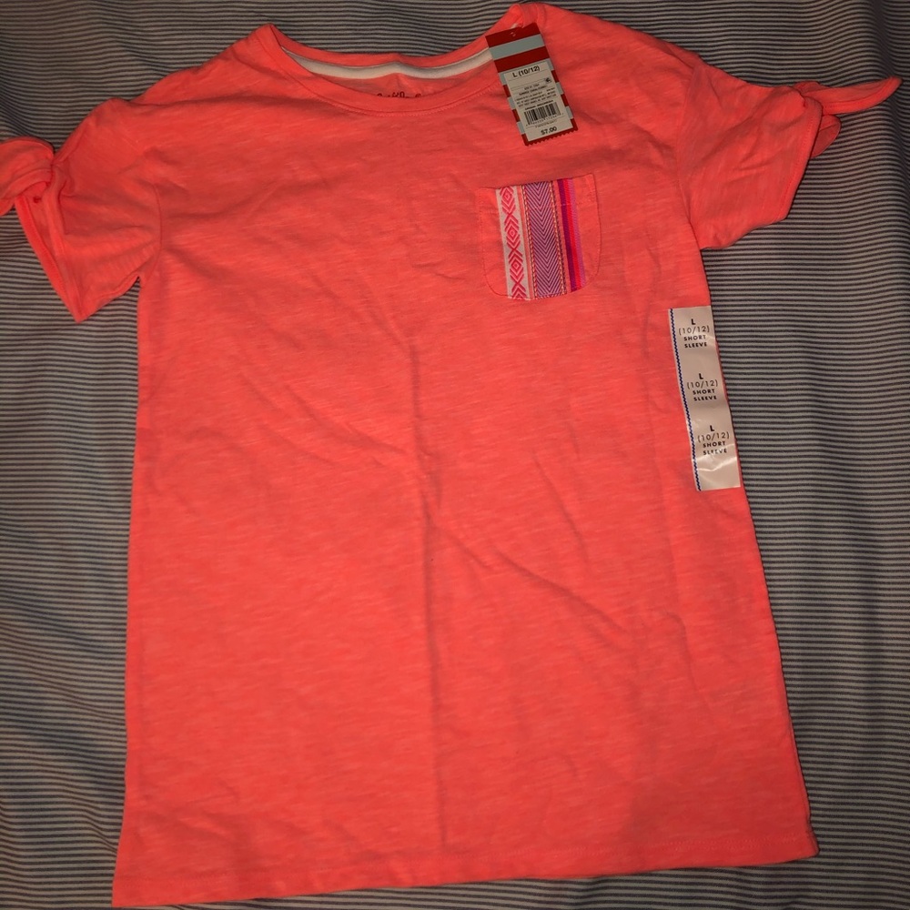 Coral Pink Shirt with Pocket